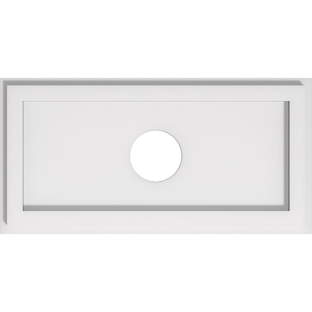 Ekena Millwork Rectangle Architectural Grade PVC Ceiling Medallion, 18"W x 9"H x 3"ID x 6 1/4"C x 1"P, One-Piece CMP18X9RE-03000